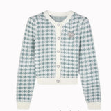 Women's Knit Cardigan with Heart-shape Button Front Plaid Sweater Jacket Soft Knitwear Teen-girl Autumn Winter Fairycore Outfit