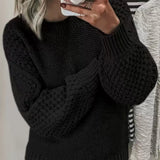 Knit Sweater Woman Slouchy Knitwear Long Sleeve Crew Neck Pullovers Plain Jumper Female Autumn Winter Daily Outfit