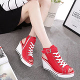 Pbong  Women Sandals  New Lady Platform Wedges Sandals Zipper Comfortable Women's Sandals Open Toe Casual Summer Sports Shoes