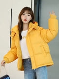 Loose Cotton Coat Women Autumn Winter New Fashion Korean Short Bread Clothing Thick Warmth Hooded Padded Jackets Feminina