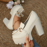 Pbong  Fashion Tassel Metal Decor Super High Heels Shoes for Women New Slip On Chunky Platform Pumps Woman Gold Silver Party Shoes