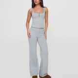 Pbong  Women’s 2Piece Y2K Stripe Loungewear Outfit Set Sleeveless Button Square Neck Crop Tank Tops +Elastic Low Waist Pants