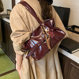 Retro PU Shoulder Bags for Women Solid Color Hand Bag Winter Luxury Designer Trend Purses and Handbags