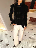 Pbong   Autumn Women's Short Jacket Black Single Breasted Stand Collar Long Sleeve Irregular Hem Female Coat Fashion Streetwear New