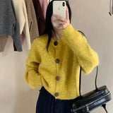 Chunky Cardigan Woman Cozy Button Front Sweater Jacket Long Sleeve Single Breasted Knitted Coat Autumn Winter Casual Knitwear