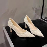 Pbong  New Women's High Heels Stiletto Heels Sequins Rhinestone Decoration Wedding Shoes Fashion Women's Dress Party Shoes