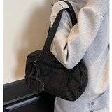 Pbong  Korean Shoulder Tote Bag for Women Trend Canvas Large Woman Hand Bag Fashion Shopper with Zipper Designer Female Handbags  black bag tote bag