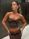Twist Tube Top Vest Skirt Suit Sleeveless Solid Slim Sexy Tanks Top Long High Waist Skirt Summer New Female Dress Sets