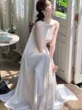 Summer Elegant Vintage Dresses Women White Design Party Dress Sleeveless Casual Solid Chic Bodycon Slim Party Female Vestidos