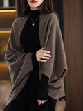Wrap Shawl Open Cardigan Cape Sweater for Women Loose Open-front Knitted Jacket Soft Poncho Fine Knitwear Ladies Elegant Outfit