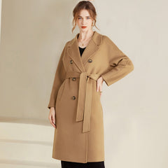 Autumn and Winter New Cashmere Coat Women's Classic Double-breasted Women's Thickened Double-sided Wool Long Coat  MM
