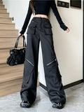 Pbong  Fashion Design Pantalones De Mujer Solid Color Pockets High Waist Casual Loose Pants Spring Autumn All Match Women Clothing