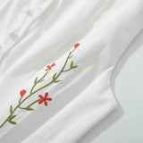 Flower Embroidery White Short Dress 2025 New Single Breasted Slim A-line Pleat Women Dress Sweet Y2K Street Female Clothes