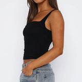 Women Sexy Tank Tops New Summer Solid Fashion Folds Sexy Backless Partywear Camisole Elegant Casual Slim Lady Tank Tops Clothing
