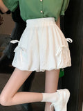 Pbong  Sweet Fashion Loose Bloomers Shorts Women High Waist Korean Preppy Style Short Pants Casual Design All Match Solid Shorts