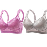 Pbong  2PCS High Quality Gathering Anti Sagging Women's Anti Glare Underwear Comfortable Seamless Plus Size Simple Natural Women's Bra
