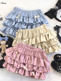 Pbong  Sweet Bow Kawaii Skirts Women High Waist Japan Mini Cake Skirt Fashion Preppy Style Design Elegant Female Ball Gown Skirts