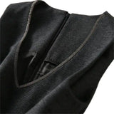 Party Vestidos Straigh Women'S  Clothing Spring Beaded Tank V-neck Woolen Dress Winter Casual Hot Sale Women Wool Dress