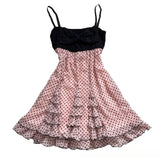 New Sweet French Constrast Color All Match Sling Short Dress Harajuku Polka Dot Print A-line Clothes Y2k Spice Girl Punk Dress