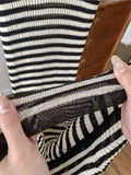 2025 Short Sleeve Stripe Knit Long Dress V-neck Thin Hollow Out Casual Dress High Stretchy Summer Vacation Beach Female Cloth