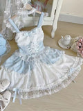 2000s Harajuku Vintage Lolita Dress Y2k Lace Strap One Piece Dress Korean Japan Style Kawaii Sweet Sleeveless Short Party Dress