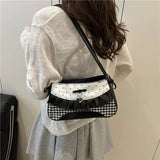Pbong  Fashionable Sweet Butterfly Knot Crossbody Bag Urban Minimalist Style PU Material Small Square Bag Women's Handbag Commuting
