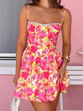 Pbong  Women Floral Print Spaghetti Strap Mini Dress Summer Casual Sleeveless Cami Dress
