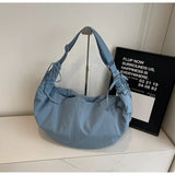 Chic Soft Nylon Crossbody Bag with Gathered Strap Casual Drawstring Crescent Shoulder Purse for Women Everyday Large Tote Bag