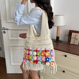 Women Knitted Hobo Tote Bag Big Knit Shoulder Bags Large Capacity Daily Shopping Travel Handbags and Purses Summer New