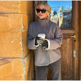 Solid High Neck Double Button Topcoat Dropped Shoulder Loose 2025 Autumn Short Elegant Jacket Women Urban Casual Lady Outerwear