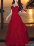Elegant Ruffles Women's Prom Dresses Chic Wedding Spaghetti Strap Folds Split Party Holiday Dress Summer 2025 New Vestido