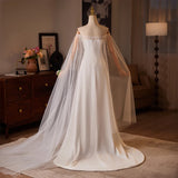 Elegant Simple Satin Wedding Dress for Short Women Strapless Long Evening Gown High Quality Feel Bridal Gown by Aimin