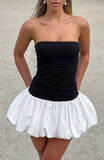 Pbong  American women's patchwork backless slimming flower bud lantern puffy skirt pure desire style summer small skirt