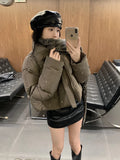 New Women Autumn Winter Puffer Jacket 2025 New Short Parkas Coat Korean Fashion Stand Collar Bread Jacket Solid Outerwear