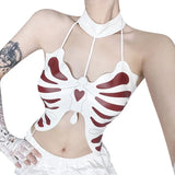 Pbong  Summer American Sexy Gothic Backless Camisole Vest Women Y2K Butterfly Skull Aesthetic Mini Camisole Harajuku 2000s Streetwear