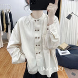New Spring Autumn Women's Blouse 2025 Stand Up Collar Versatile Ladies  Shirt Fashion Double Breasted Buttons Leisure Lady Top