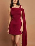 Sexy Sleeveless Elegant Bodycon Ribbon Slim Fit Mini Dress For Women High Waist Robe Off-shoulder Sexy Club Party Dress