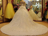 Pbong  Real Crystal Sweetheart Charming Ball Gown Wedding Dress Sparkly Vestido de novia Luxury Formal  Bridal Gown Court Train
