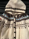 Pbong  Lush Knitted Lazy Style Winter Sweater Coat Single Button Fair Isle Motif Soft Cozy Hooded Ultra Long Sleeve Macaron Color Kn...