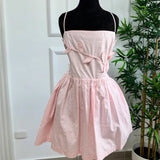 3d Plant Flower Sweet Chic Pink Short Dress Sleeveless Square Collar Fashion Summer Dress For Women Elastic Bust Female Vestidos