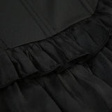 Black Strapless Bow Ruffles Tiered Dress
