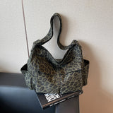 Pbong  Leopard Cloth Tote Bags Lady Shopper Shopping Shoulder Bag for Women Korean Fashion Y2K Casual  Crossbody Bags