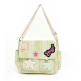 Pbong  Women Cute Star Pattern Shoulder Bags Lightweight Minimalist Checkered Sling Pack Wear- Commute Work Tote Purse