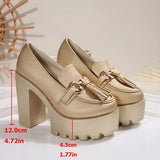 Pbong  Fashion Tassel Metal Decor Super High Heels Shoes for Women New Slip On Chunky Platform Pumps Woman Gold Silver Party Shoes