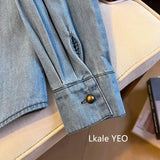 Women's Denim Shirt 2025 Spring Summer Loose Comfortable Ladies Cowboy Tops Blue Retro Be All-match Lady Elegant Blouse