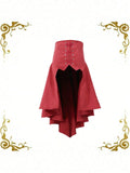 Pbong  Women Gothic Steampunk Pirate Skirt Front Lace-up Tiered Ruffled Irregular Hem Skirt Waist Belt Vintage Medieval Costume