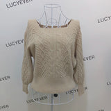 Casual Knitted Sweater Women Pullover  Autumn Winter Soft Thick Warm Wool Jumper Female All-Match Square Collar Sweaters