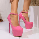 Pbong  Spring New High Heel Single Shoes Women's Color Block Sexy Waterproof Platform Ultra High Heel Nightclub Women's Shoes Trendy