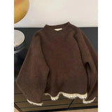 Pbong  Korean Style round Neck Loose Women's Sweater Soft Cozy New Arrival Summer to Winter Outerwear Comfortable Lazy Style Shirt