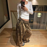 Pbong  American Style Hot Girl Camouflage Wide Leg Pants Women's Autumn Winter New Straight Casual Loose Sports Sweatpants Design Long